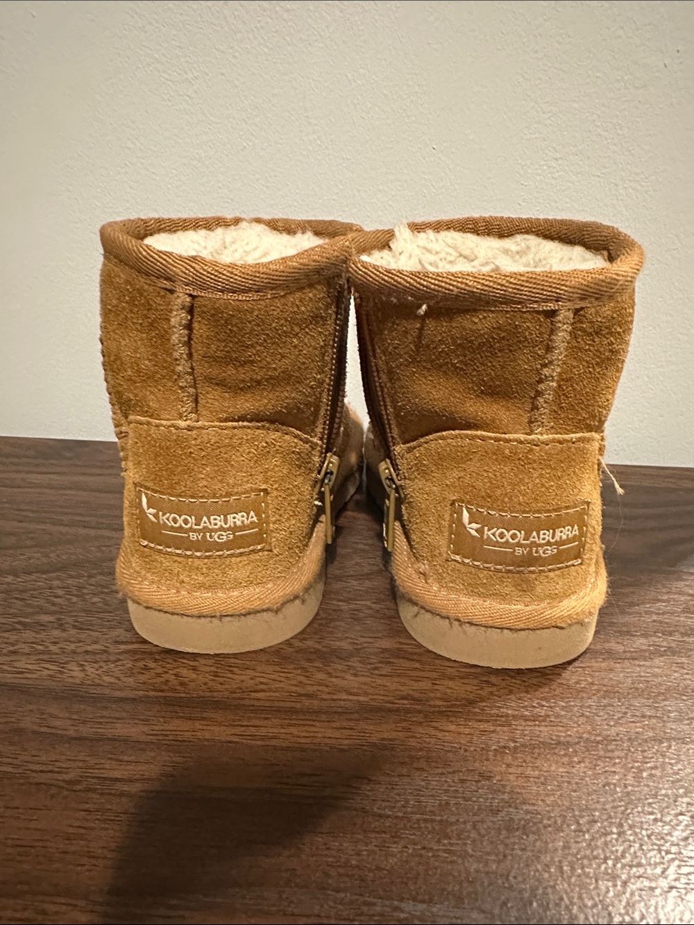 Koolaburra Kids Tan Suede Shearling Lined Slippers